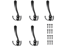 Conjunto 5 Cabides De Parede Preto Fosco