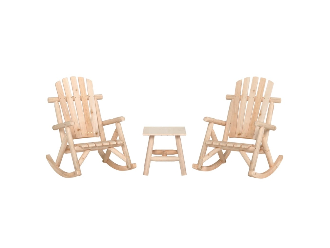 Vidaxl 3 Pcs Conjunto Lounge De Jardim Madeira De Abeto Maciça