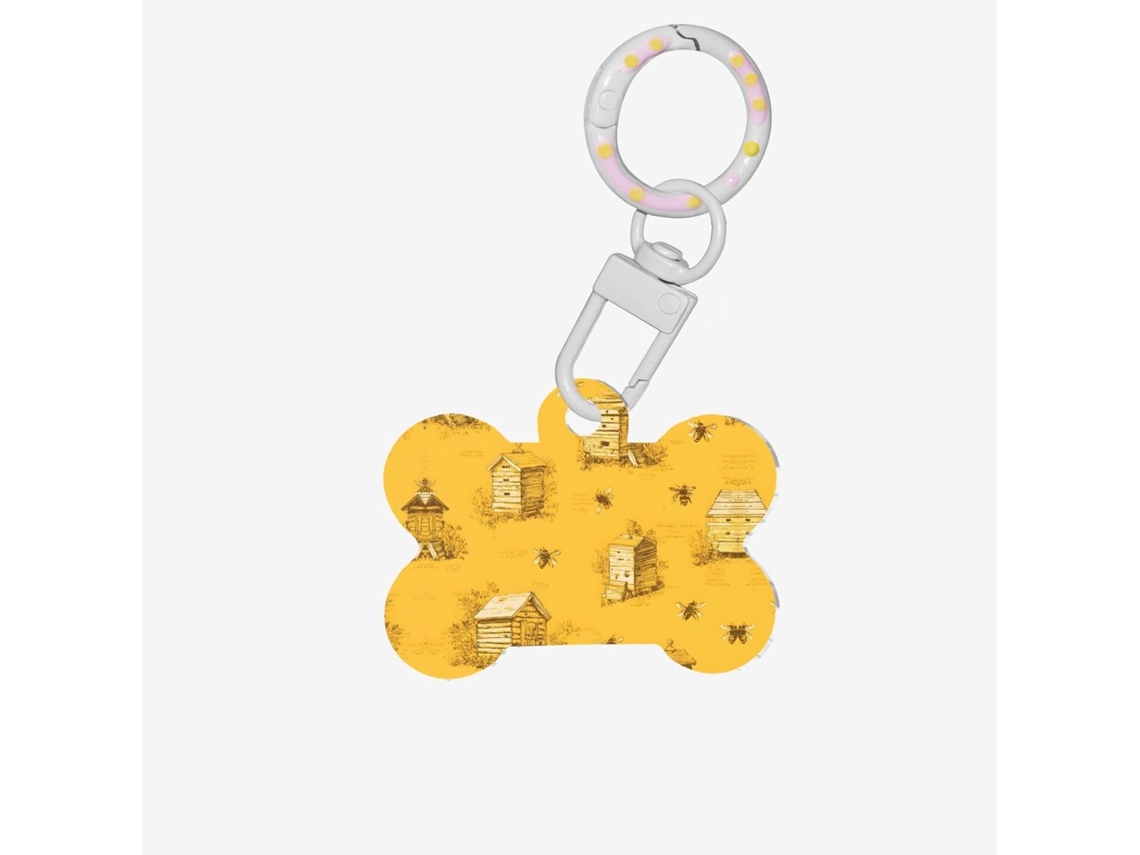 Medalha Em Acrílico Em Formato De Osso, Estampada Com Abelhas