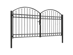 Vidaxl Portão De Cerca Assen Porta Dupla Com Topo Arqueado Em Aço 300x125 Cm