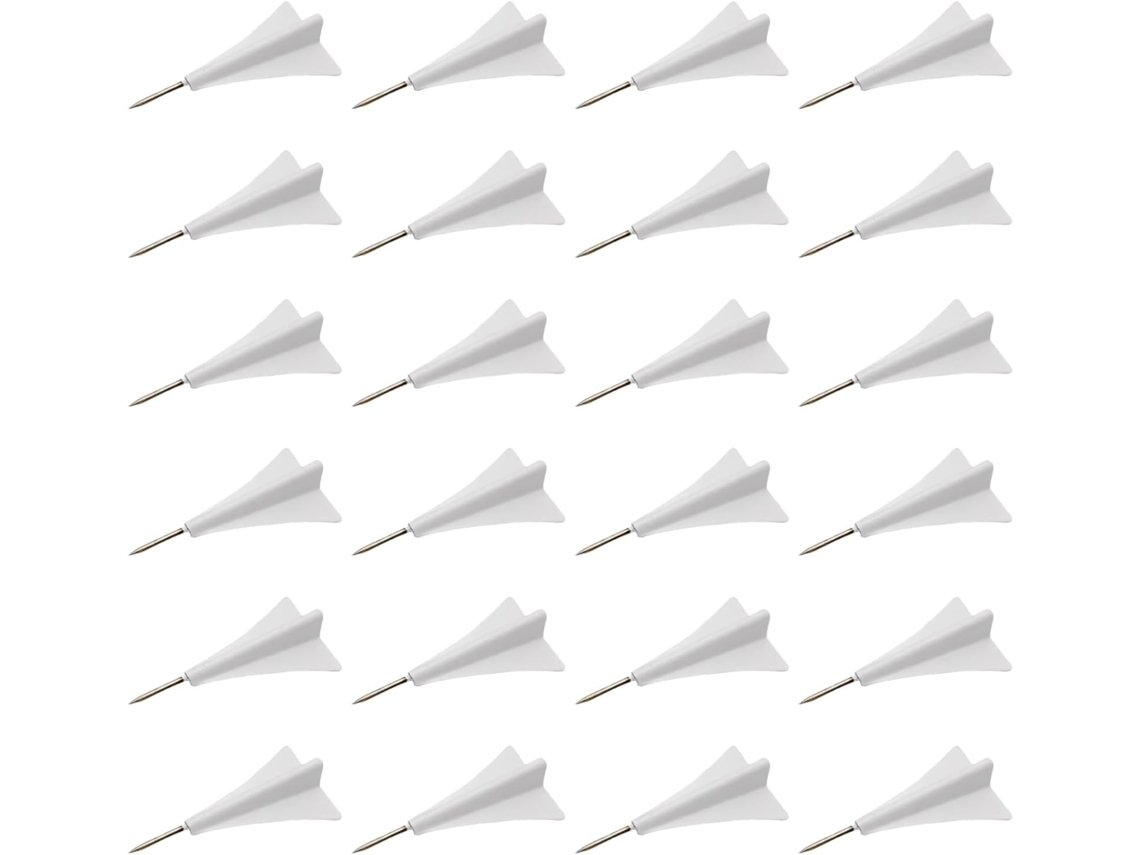 Conjunto De 24 Tachinhas Decorativas Em Formato Avião, Em Metal Branco 3d, Quadrado Cortiça, Mural Mensagem