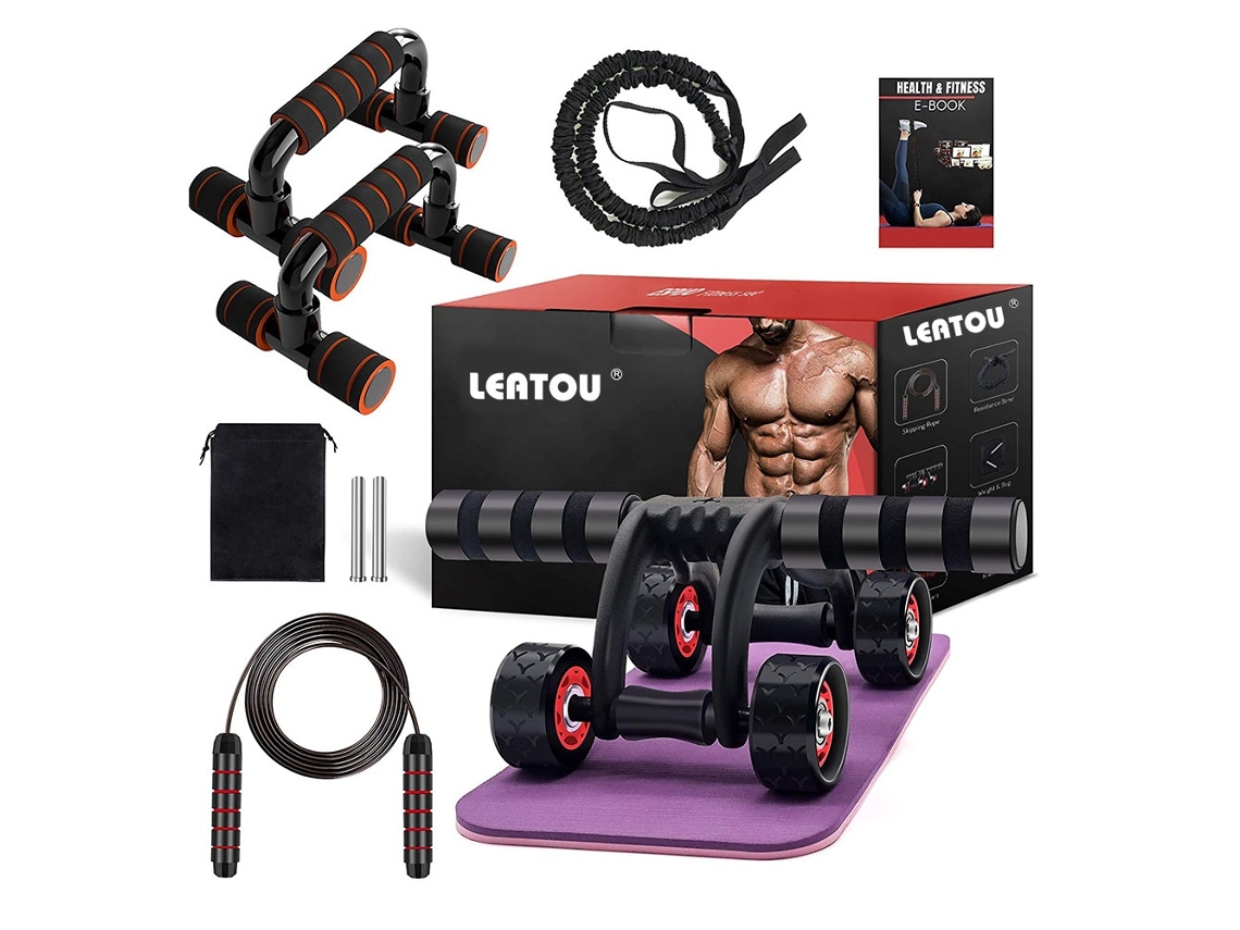 Lurelia Roda Abdominal Kit De Exercícios Abdominais Rolo Abdominal Wheel 9 Em 1 Com 4 Rodas