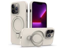 Capa Mobile Phone Cases Magsafe Liquid With Ring para iPhone 14 Pro Max Silicone Magnética Branco