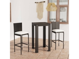 Pcs Conjunto Bar Exterior Com Almofadões Vime Pe Preto Dkd Home Decor