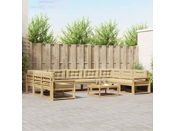 Vidaxl Conjunto De Sofás Para Exterior 10 Unid. Branco E Bege