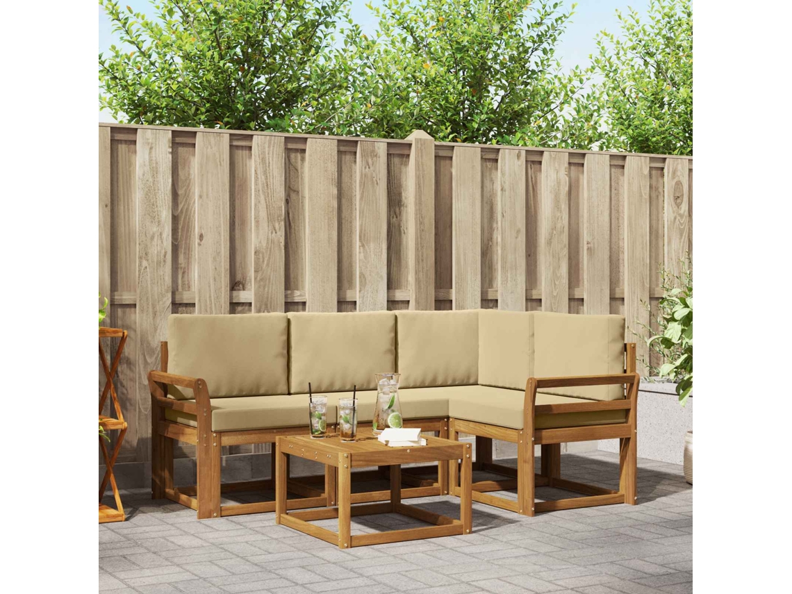 Vidaxl Conjunto De Sofás Para Exterior 5 Unid. Natural E Bege