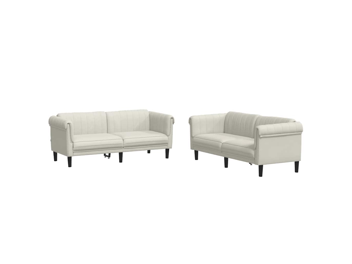 Maison Exclusive - 2 Pcs Conjunto De Sofás Veludo Cor Creme