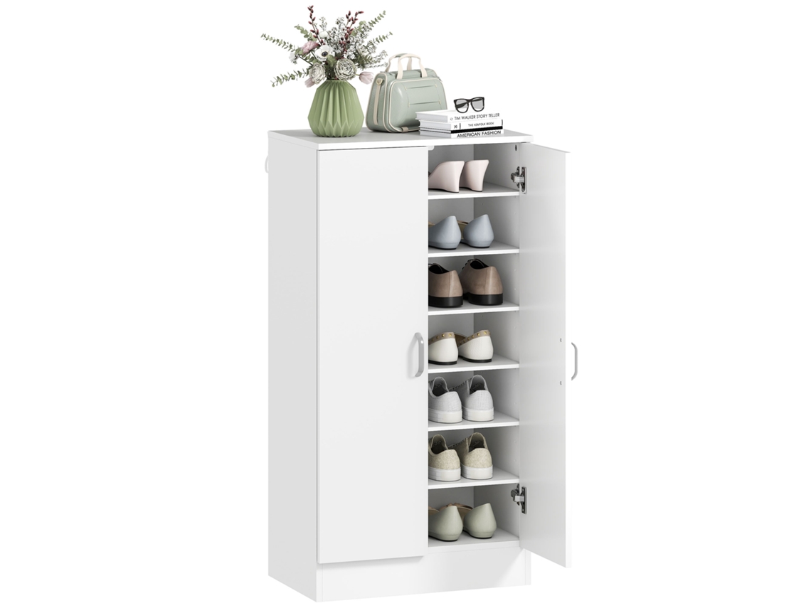 Sapateira 2 Portas com 6 Prateleiras Ajustáveis 55x35x108 Cm Branco | S/MARCA