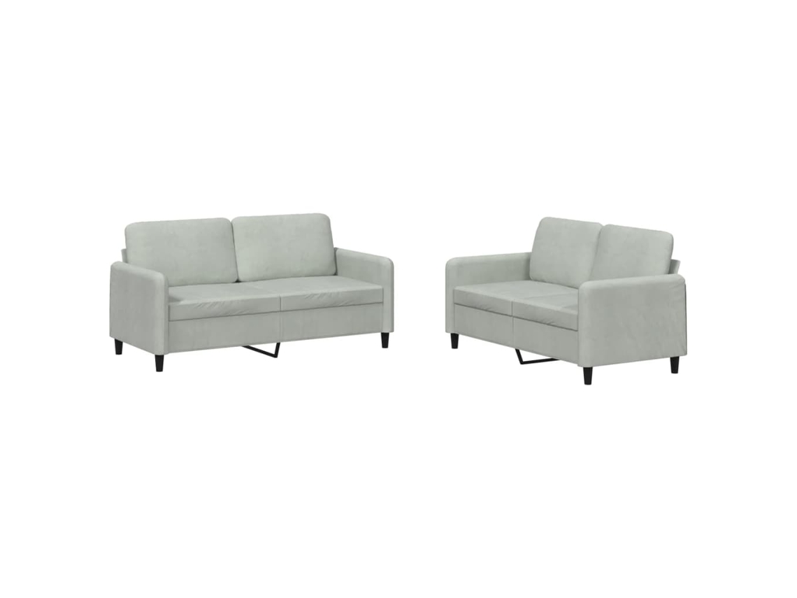 2 Pcs Conjunto de Sofás Veludo Cinzento claro MAISON EXCLUSIVE