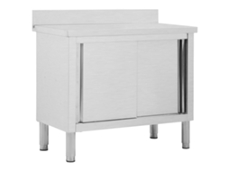 vidaXL Mesa trabalho c/ portas correr 100x50x(95-97)cm aço inoxidável