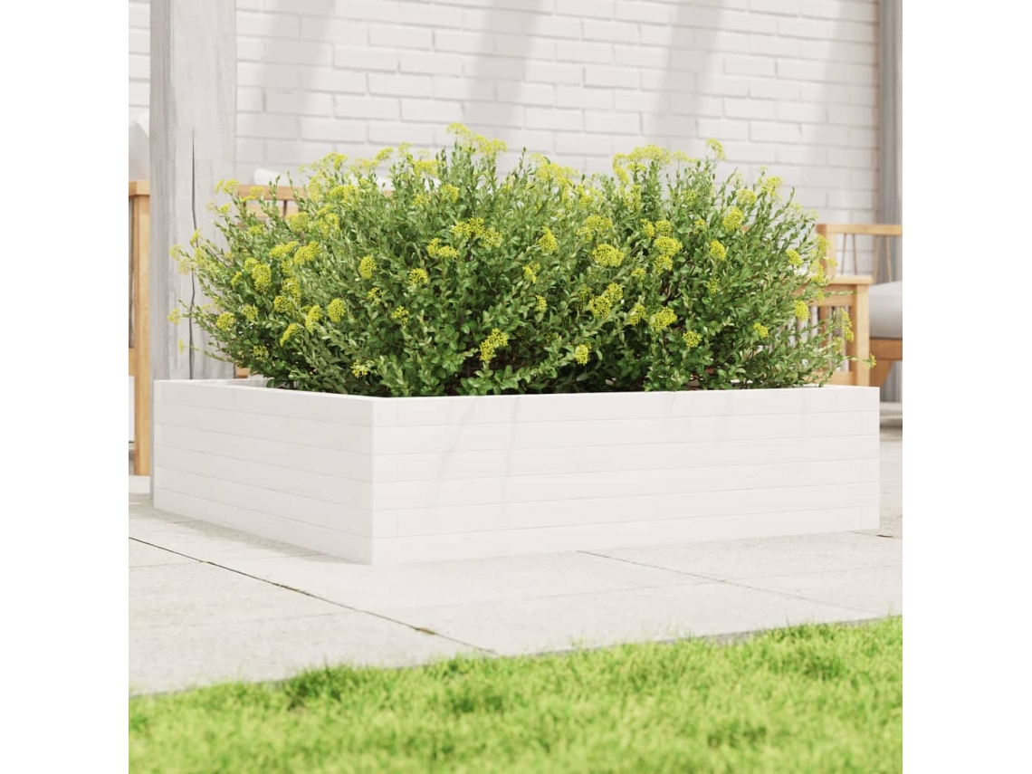 Vidaxl Vaso/floreira De Jardim 90x90x23 Cm Madeira Pinho Maciça Branco