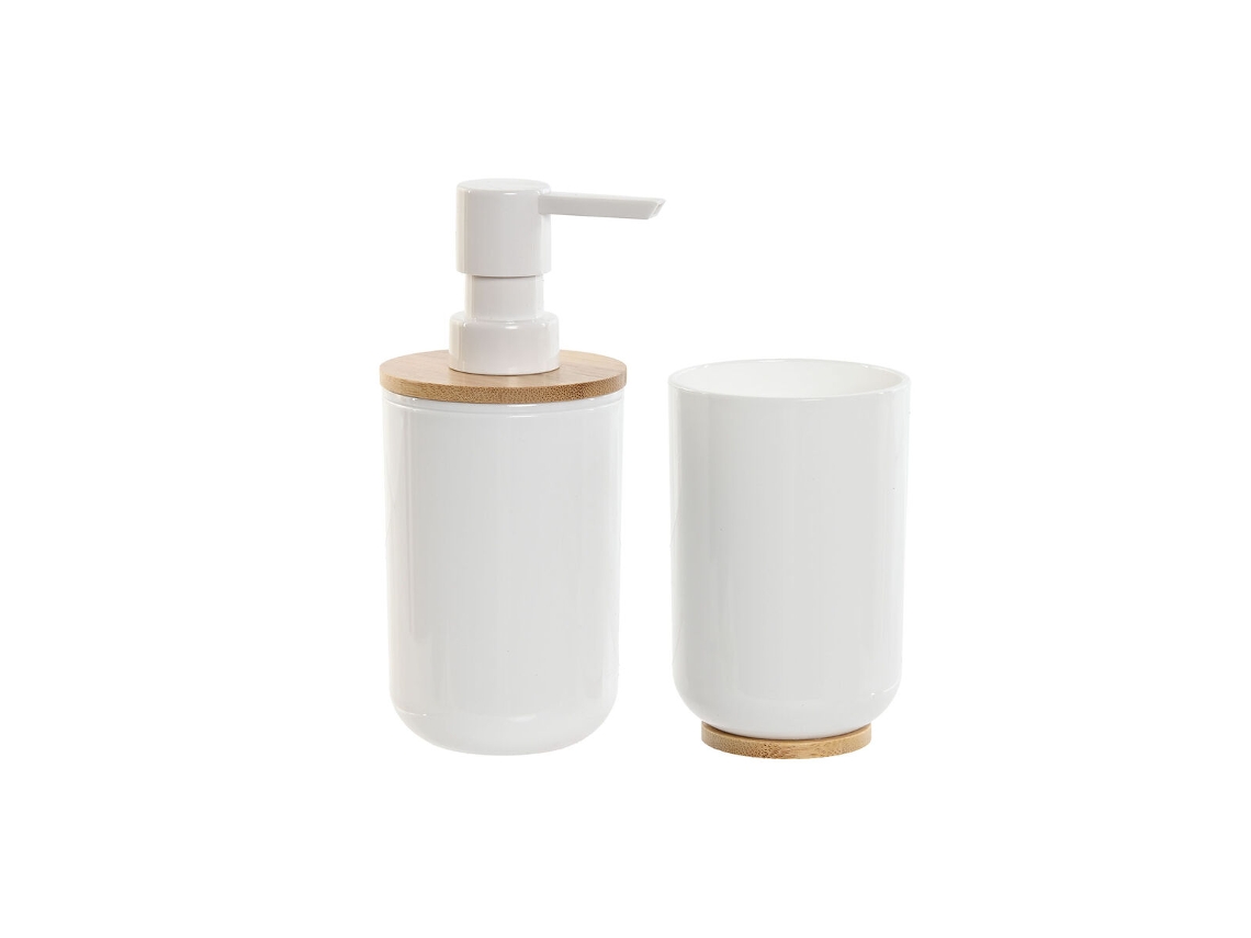 Conjunto de Banho HOME ESPRIT Branco Natural Bambu poliestireno 7 x 7 x 16 cm