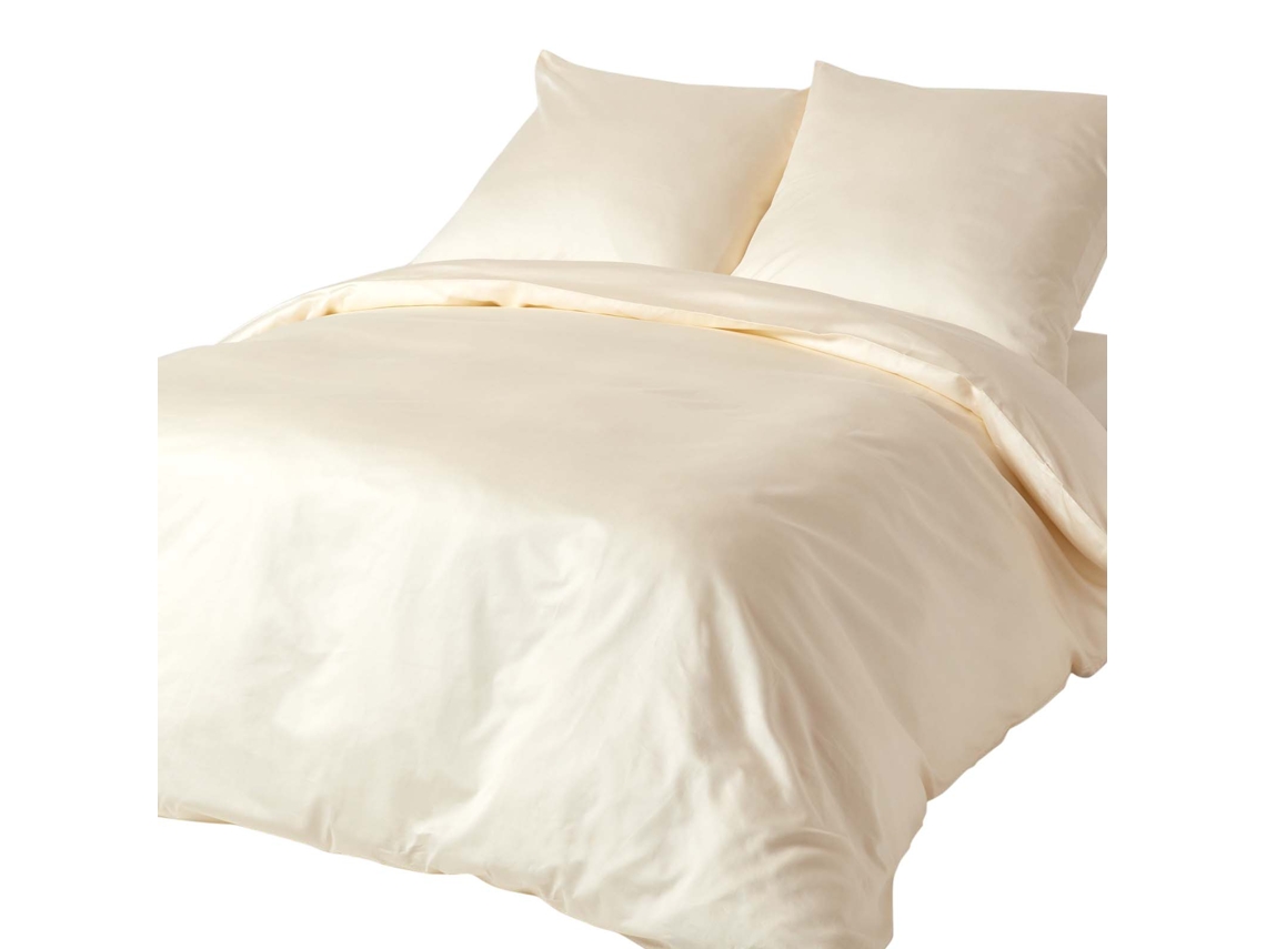 Homescapes Cream European Size Organic Cotton Duvet Cover Set 400 Tc, 150 X 200 Cm