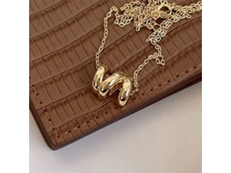 Colar com Pingente em Forma de Onda, em Prata 925 , com Design Geométrico Minimalista e Sofisticado, de Estilo Discreto e Elegante. MDUG (ouro)