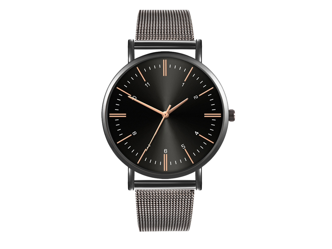 Reloj De Moda Para Parejas Con Correa De Malla Dial Redondo Cuarzo Unisex