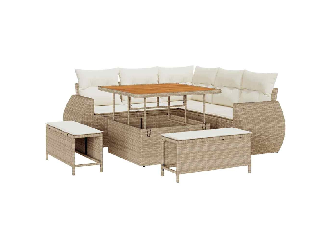 Conjunto 8 Conjunto De Sofá De Jardim Vidaxl Bege Vime Pe (100 X 100 X 71 Cm)