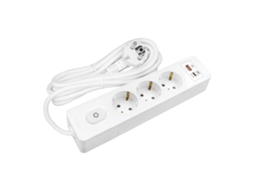 Multiplicador SELDUR G3Th12B 3 Tomadas Tipo F + Interruptor Usb A+C Carregamento Rápido 20W Branco Cabo 1 5 M