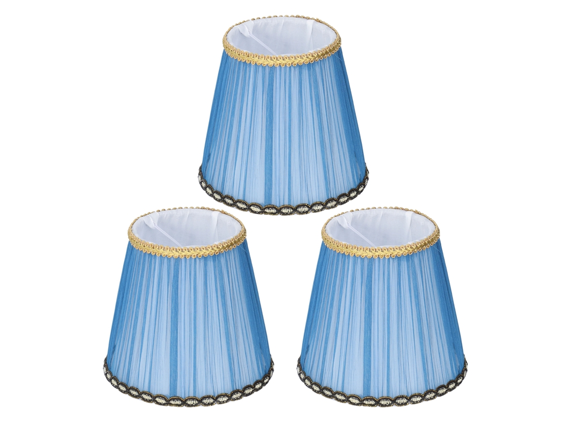 3pcs Abajur de Tecido E14 Clip on para Lustre de Vela Lampada Parede Mesa Decoracao Azul Escuro S/MARCA