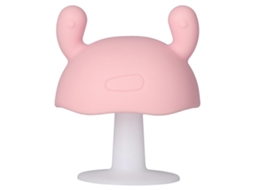 Primerox brinquedo de Dentição para Bebê em Forma de Cogumelo Silicone Grau Alimentar para Bebês Acima de 4 Meses Rosa
