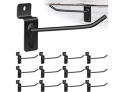 20 Ganchos De Garagem Reforçados Para Painéis Ripados, Metal Preto Cm, 10