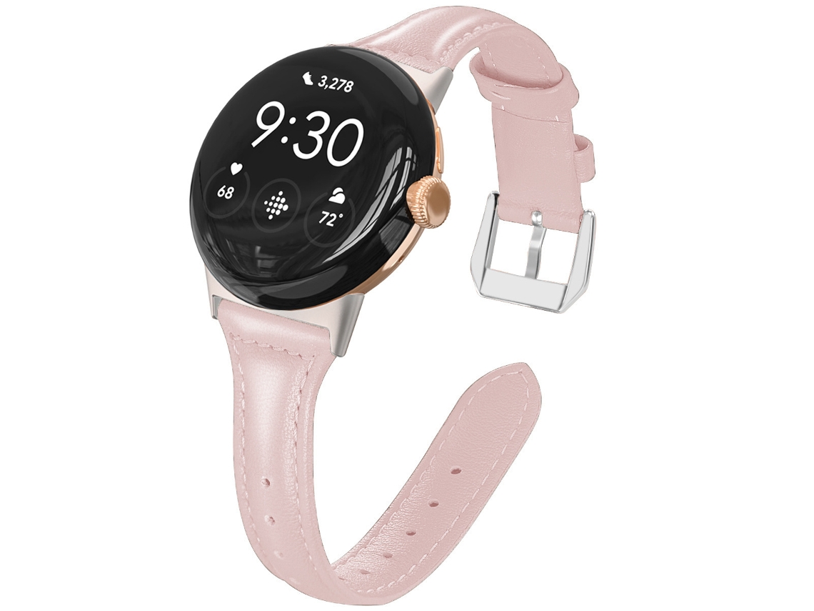 Pulseira para Google Pixel Watch 3/4, Couro Pu, 45mm (rosa)czhmart
