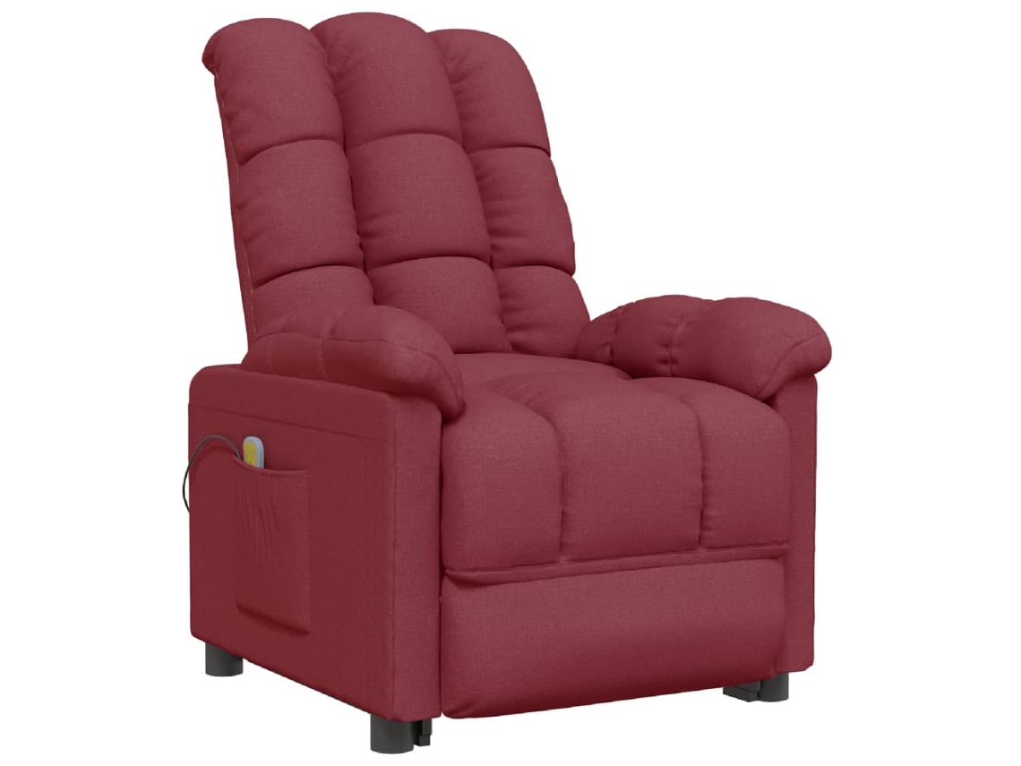 Cadeira Poltrona de Massagem Elétrica Reclinável Tecido Vermelho Tinto