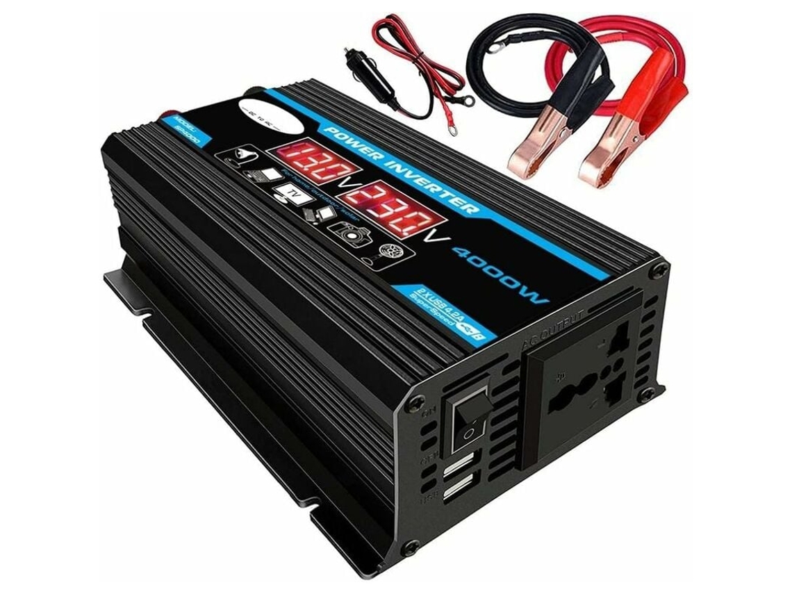 Inversor de energia compacto, conversor de 4000 W 12 V CC para 110 V CA com onda senoidal pura para energia segura e confiável, Apr Slowmoose