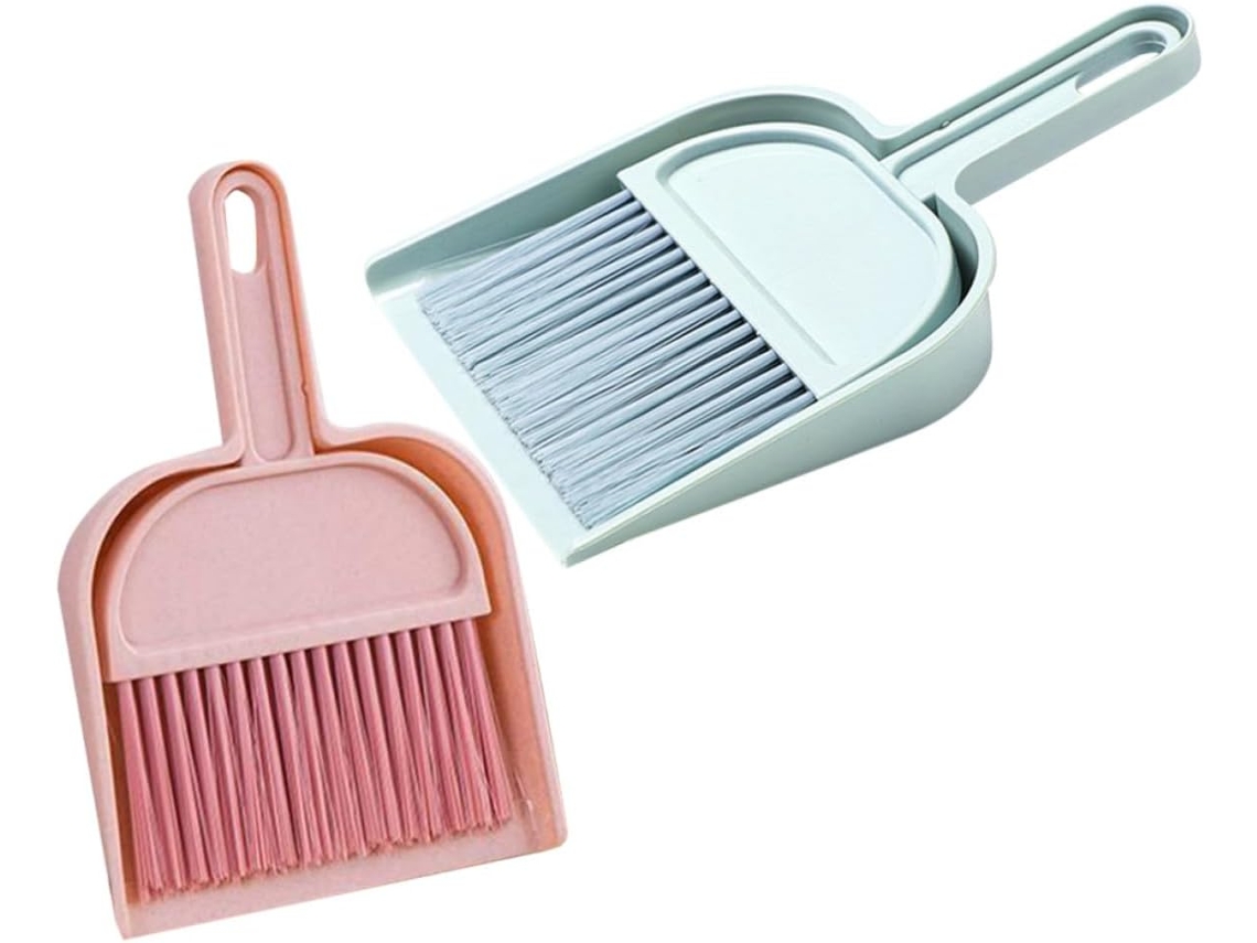 Conjunto De 2 Mini Vassouras E Pás Lixo Em Pp, Práticas E Portáteis Para Limpeza De Mesas, Confortáveis De Usar E Fáceis