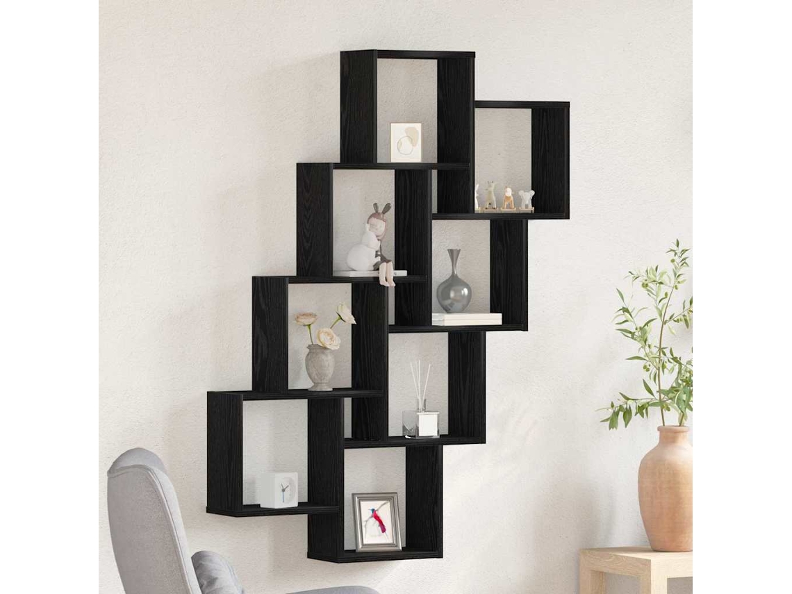 Vidaxl Prateleira De Parede Montagem Na Parede Carvalho Preto