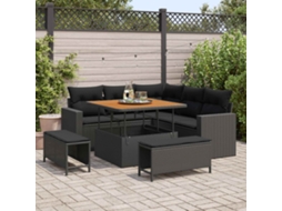Vidaxl Conjunto De Sofá De Jardim 8 Pcs Preto Vime Pe