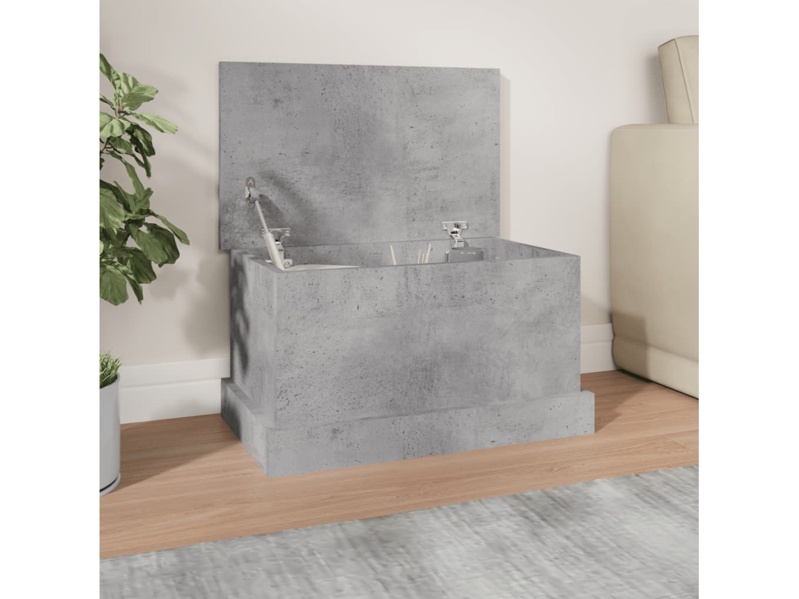 Vidaxl Caixa De Arrumação 50x30x28 Cm Derivados Madeira Cinza Cimento