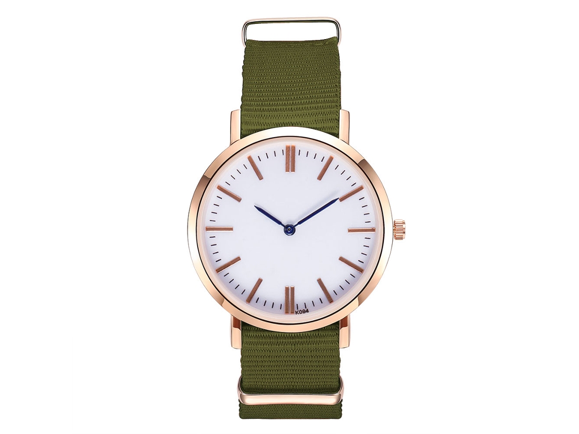 Reloj Analógico De Cuarzo Con Correa De Nylon Zhoulianfa Para Mujer Y Hombre Verde
