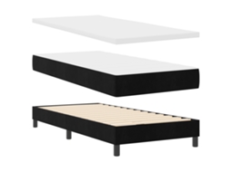 Conjunto 1 Cama Box Vidaxl Preto Veludo (90 X 200 Cm)