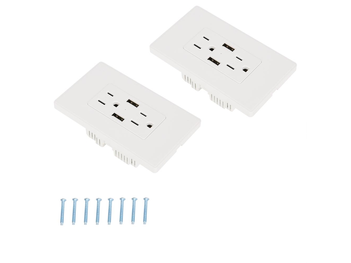 Tomada De Parede Usb Dupla Laxiscreed 125v 15a, Saída Dc 5v 2100ma, Compatível Com Padrão Norte-americano