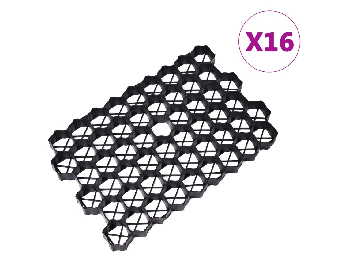 Grelhas para Relvado 16 Pcs 60x40x3 Cm Plástico Preto MAISON EXCLUSIVE
