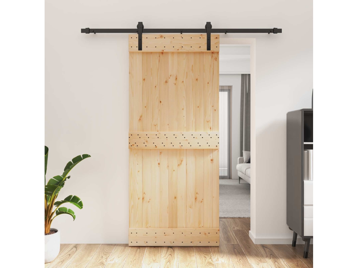 Vidaxl Porta Deslizante Natural E Preto 90 X 210 Cm