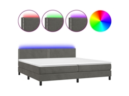 Cama Box Spring com Colchão LED Veludo Cinzento Escuro MAISON EXCLUSIVE (200x200 cm)