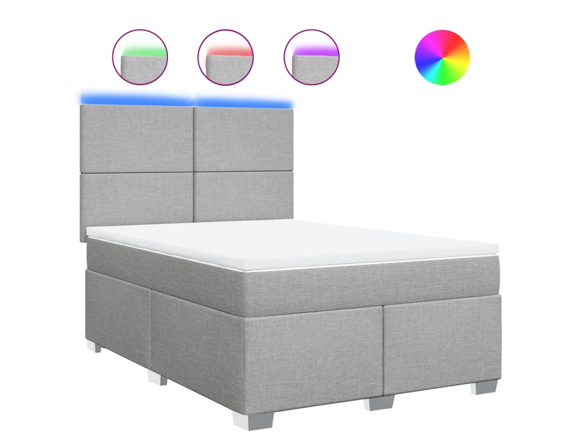 Box Spring Bed, Box Spring Beds Vidaxl Cinzeto Tecido (140 X 200 Cm)