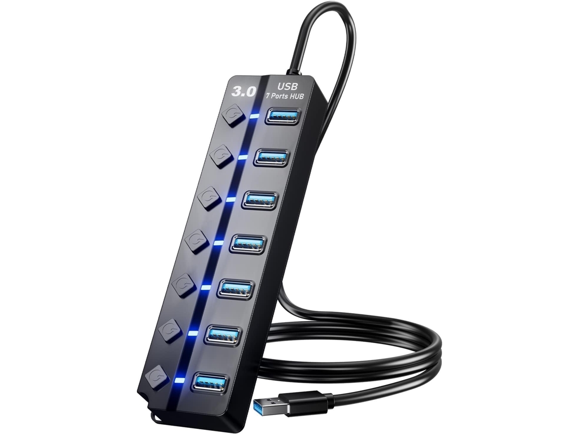 Hub Usb 3.0 De 7 Portas Com Interruptores Liga/desliga Individuais E
