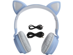 Fone De Ouvido Com Orelhas Gato, Bluetooth 5 0, Sem Fio, Com Luz Led, Dobrável, Estéreo 3d, Com Microfone, Para Meninas