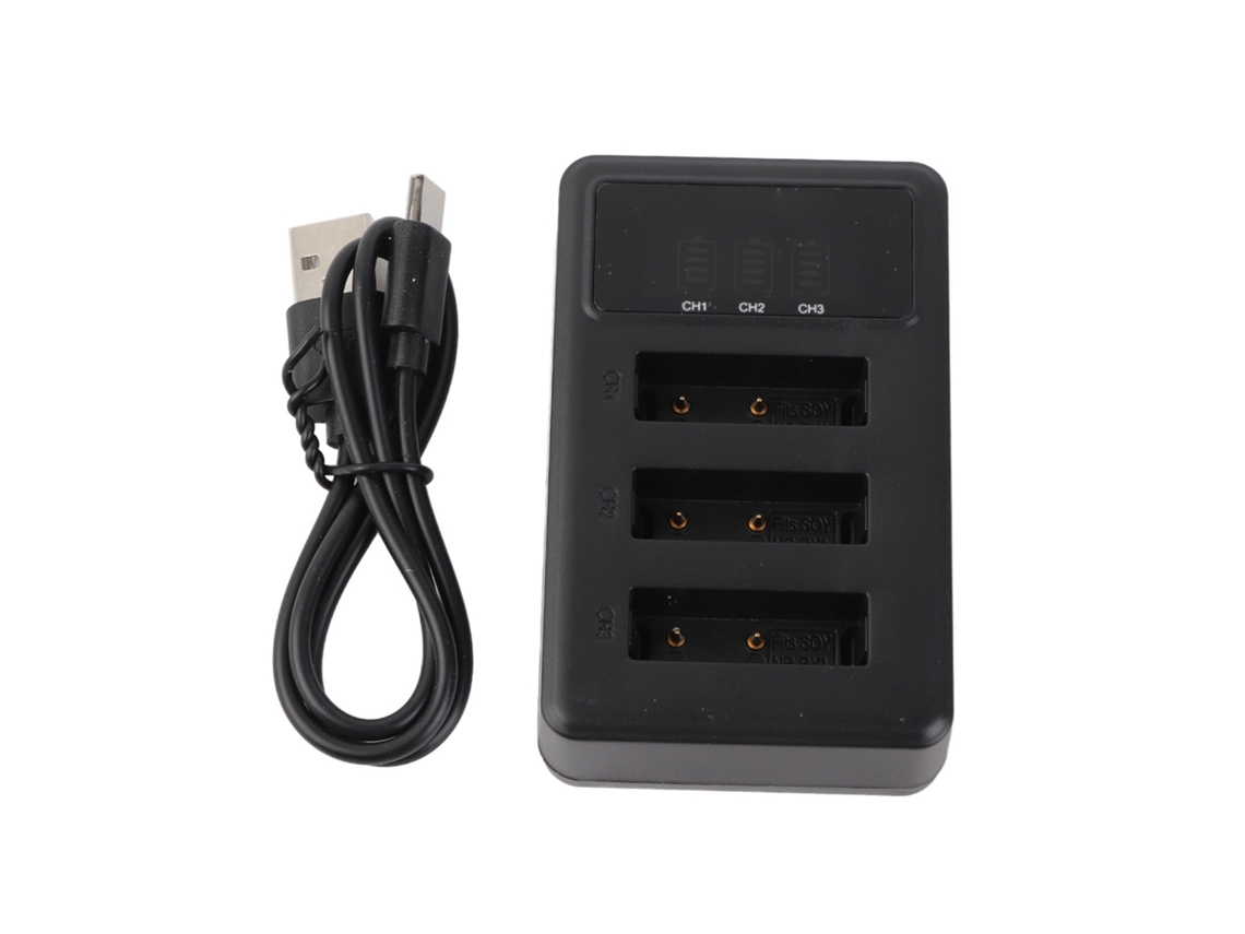 Carregador De Bateria Usb 3 Slots Para Câmera De Ação Compatível Com Np-bx1