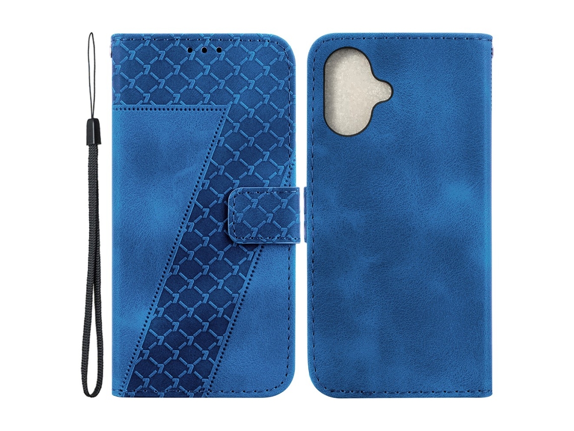 Capa Em Couro Pu À Prova De Choque Para Apple Iphone 16 Plus - Azul Escuro