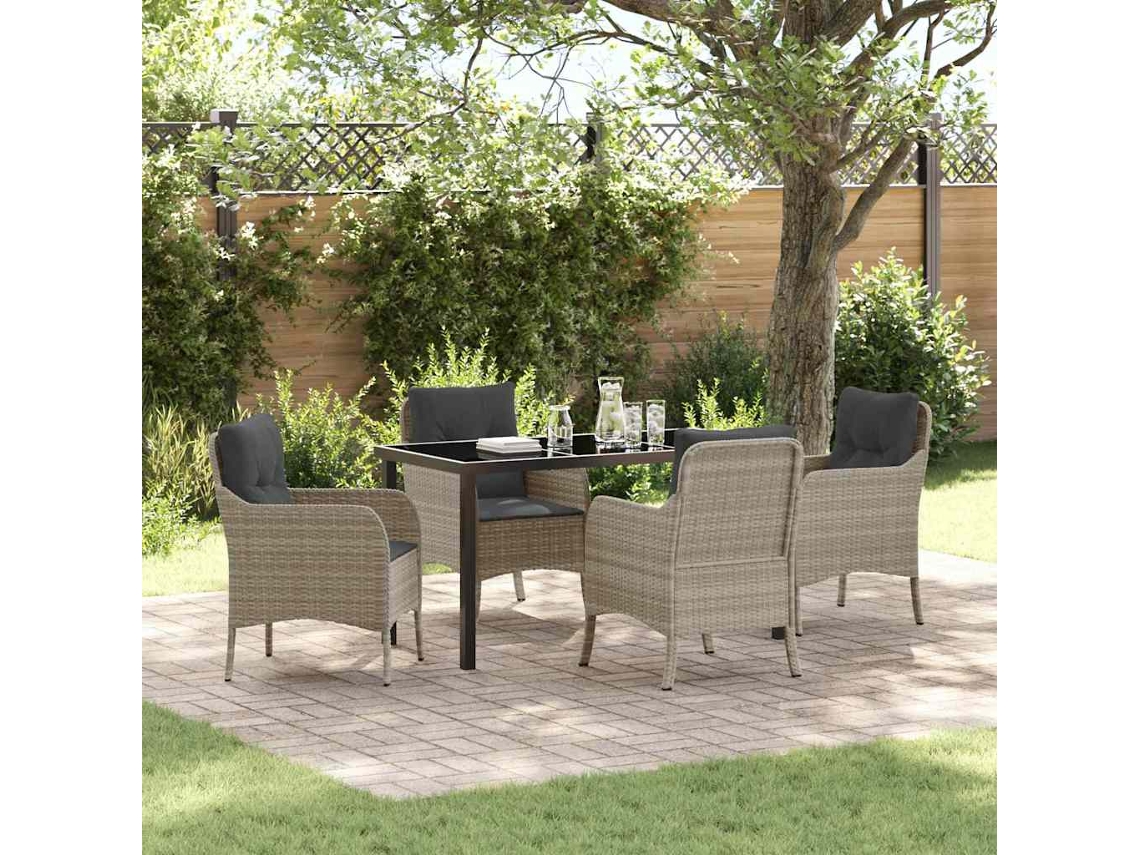 Vidaxl Conjunto De Jantar Para Jardim 5 Unid. Cinzento-claro Vime Pe