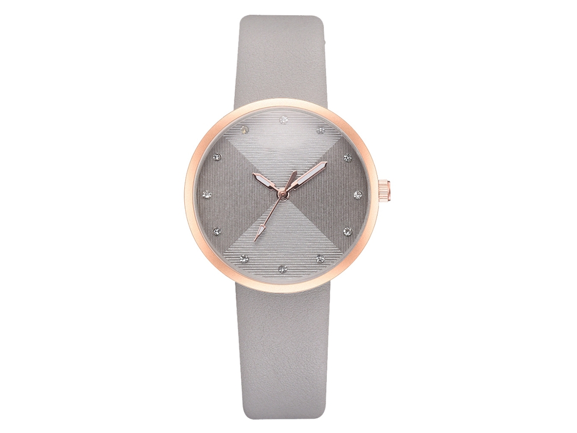 Relógio de Pulso Feminino Fashion com Mostrador Redondo Analógico Quartzo Cinza