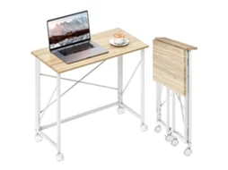 Secretária Dobrável Mdf Cor Madeira e Branco 80x40x75 cm Homcom
