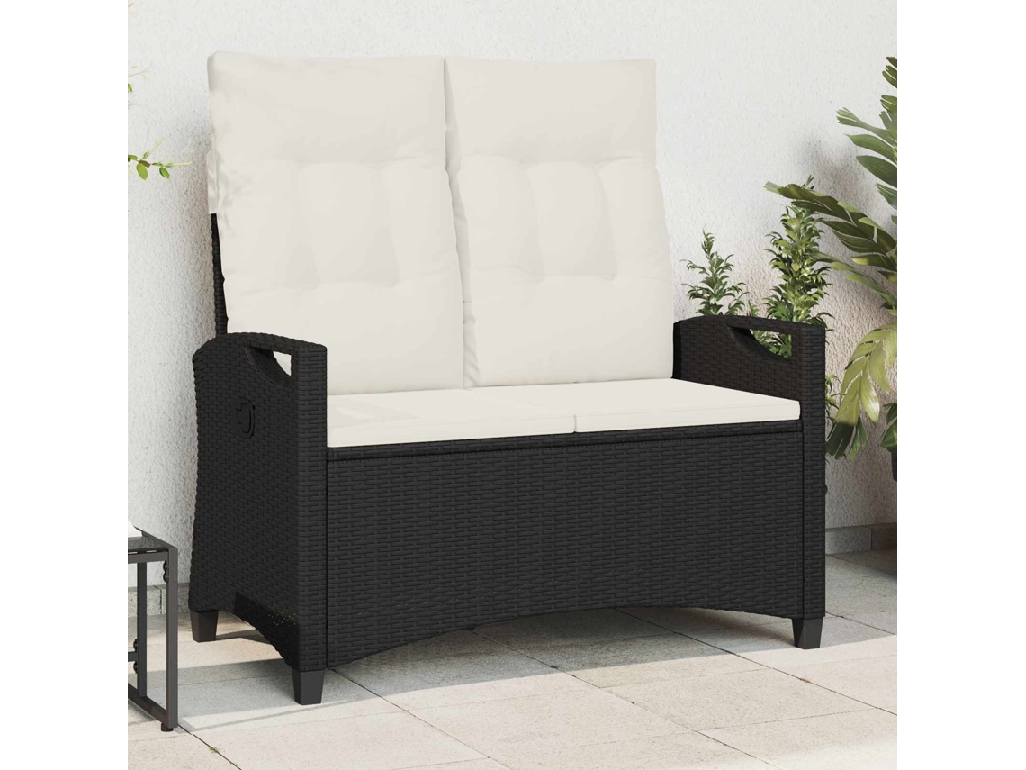 Vidaxl Banco De Jardim Preto E Creme 105 X 60 X 112 Cm Aço E Poliéster