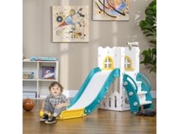 Escorrega Infantil, 5 Em 1, Deslizador Para Crianças Com Cesta De Basquete, Telescópio Estrutura Escalada Amarelo 70 X 177 X 92 Cm