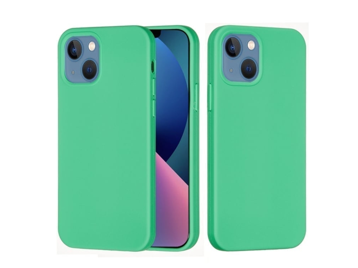 Capa De Silicone Para Iphone 14 Plus - Cor Sólida, Proteção Fina E Antiaderente - Verde
