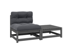 Vidaxl 2 Pcs Conj. Lounge De Jardim C/ Almofadões Pinho Maciço Cinza