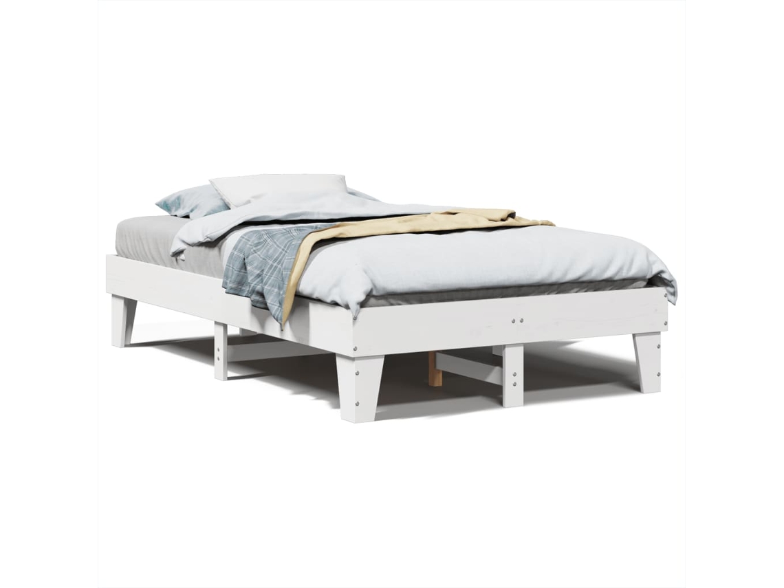 Bed Frame, Bed Frames Vidaxl Branco Madeira De Pinho (135 X 190 Cm)